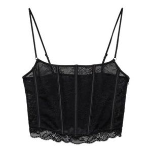 NWT Zara black lace corset top